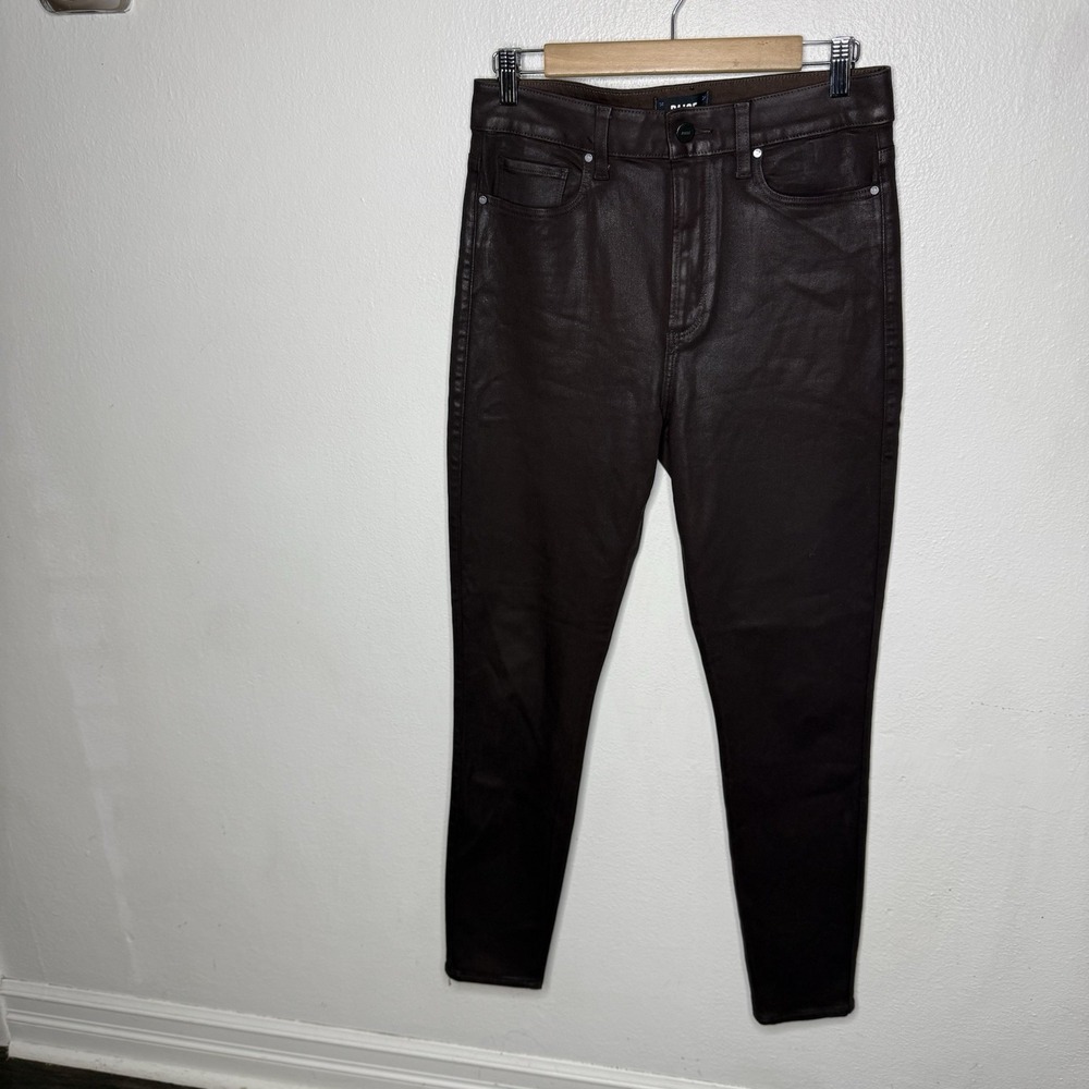 Paige Cheeky Chicory Coffee Brown Luxe Skinny Faux Leather Pants Women's 30